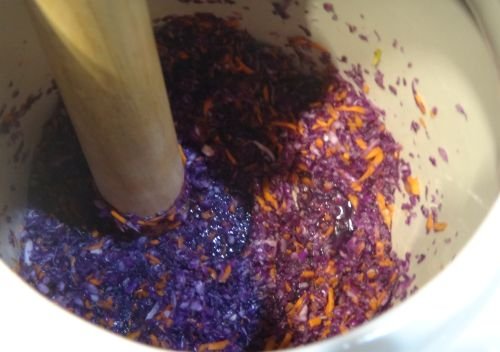 kimchi grated cabbage and carrots